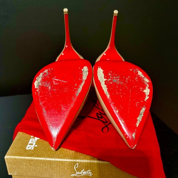 Christian Louboutin Pigalle Follies 100 Nude Patent Leather Pumps – Box, Dust Ba - Picture 3 of 5